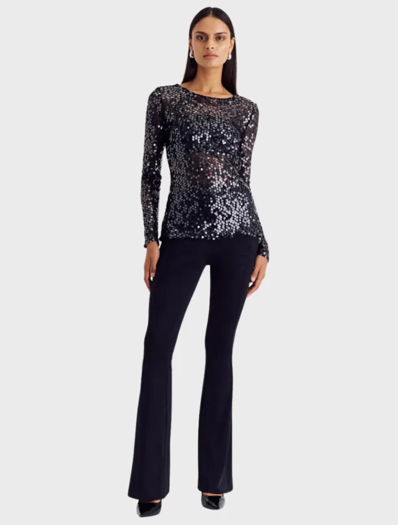 Ava Lace Sequin Long Sleeve Top -*Suboo Cheap