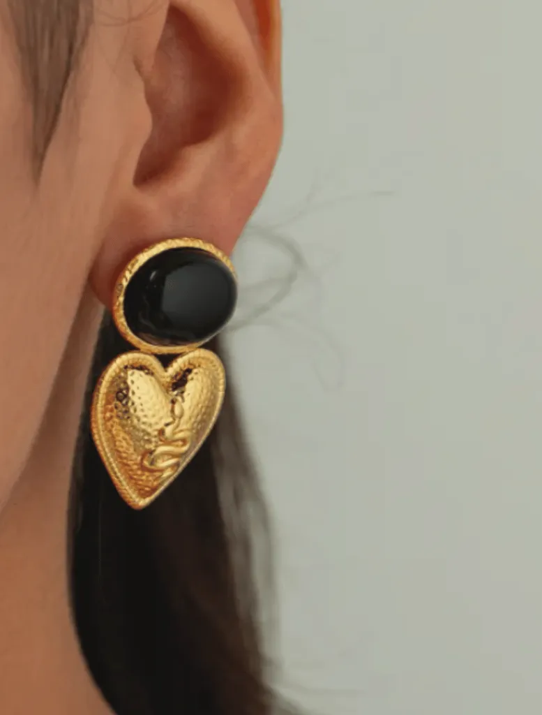 Evie Heart Hammer Snake Pattern Earrings -*Insurge Clothing Best Sale