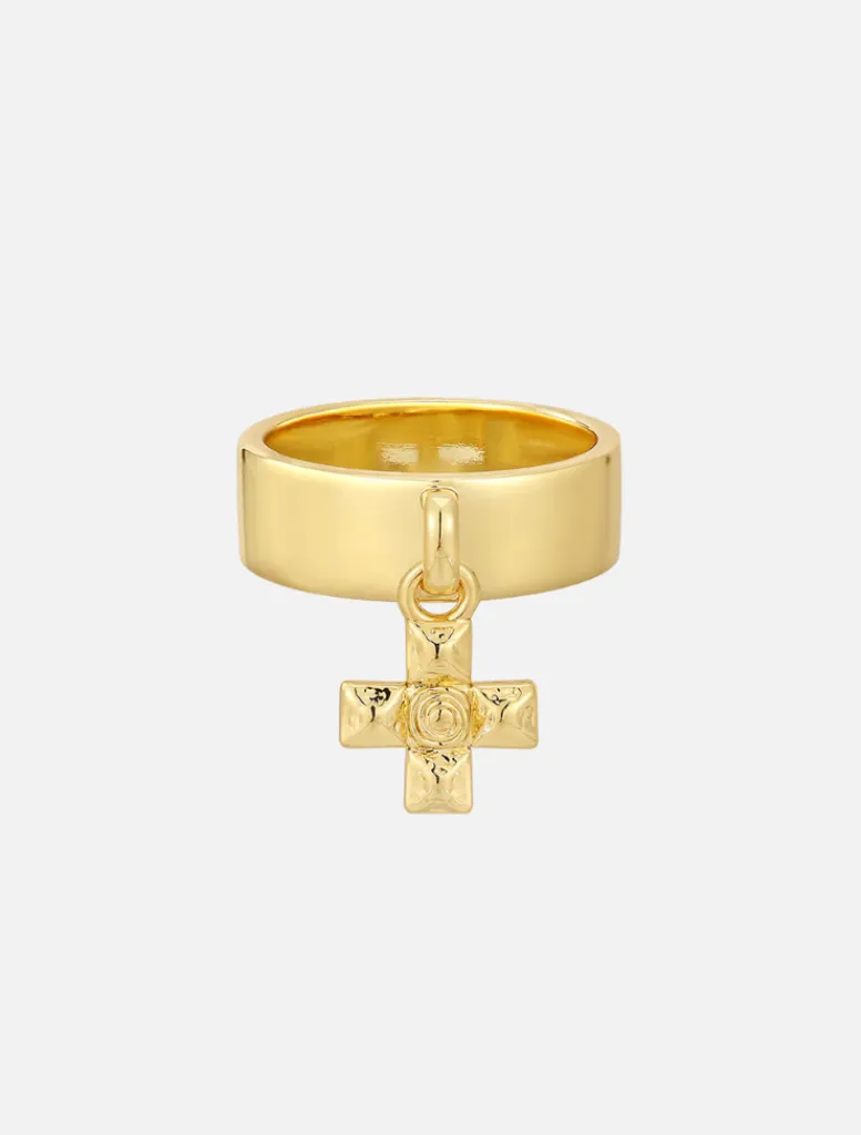 Molten Cross Charm Ring -*LUV AJ Hot